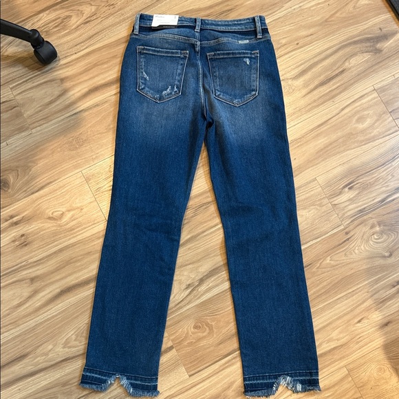 KanCan Dark Blue Distressed Slim Straight Leg Jeans high rise Peach - Picture 6 of 6